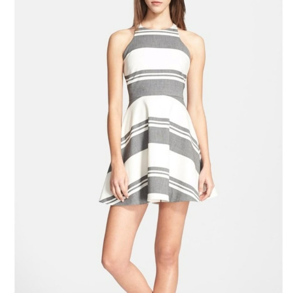 Elizabeth & James Striped Magdalena Grey Dress Size 2